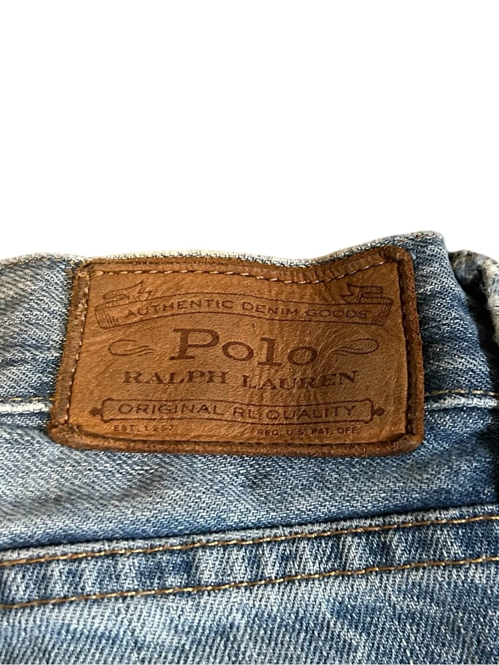 Polo Ralph Lauren Varick Slim Distressed Patchwork Jeans 32x30